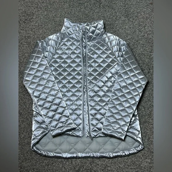 Athleta Whisper Featherless Metallic Jacket Silver Women's Small size - Picture 10 of 13